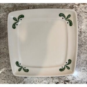 Buffalo China Square Appetizer Plate Green Leaf Blue Berry Sprig Cream Ceramic